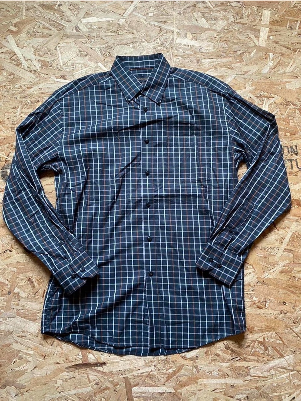 Men's Dark Green Plaid Long-Sleeve Dress Shirt